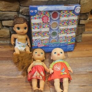 Baby Alive dolls and Diaper / snack set